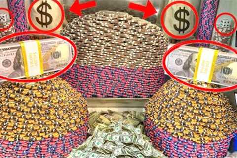 MASSIVE “BEE HIVE” POKER CHIP TOWERS CRASH! $250,000,000.00 HIGH LIMIT COIN PUSHER ACTION! MEGA WIN!