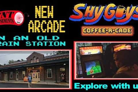 #1835 New ARCADE in an old TRAIN STATION! SHY GUYS Coffee R Cade!  TNT Amusements walks around!